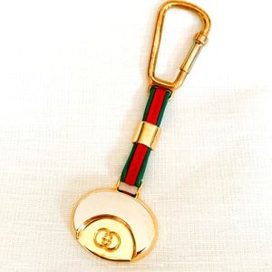 GUCCI SILVER & GOLD MEDALLION KEYCHAIN